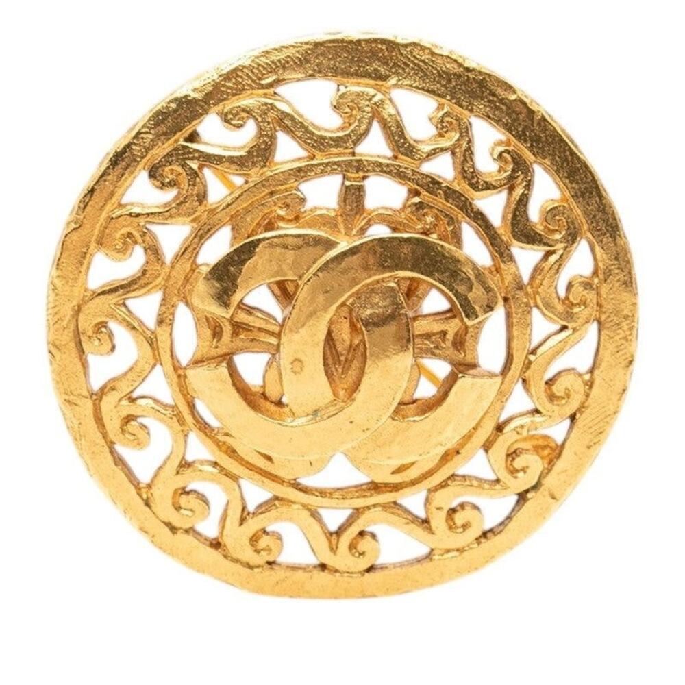 Chanel CC Logo Brooch Gold Plated